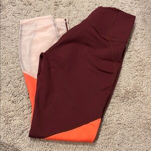 Stylish Burgundy and Orange Women's Leggings